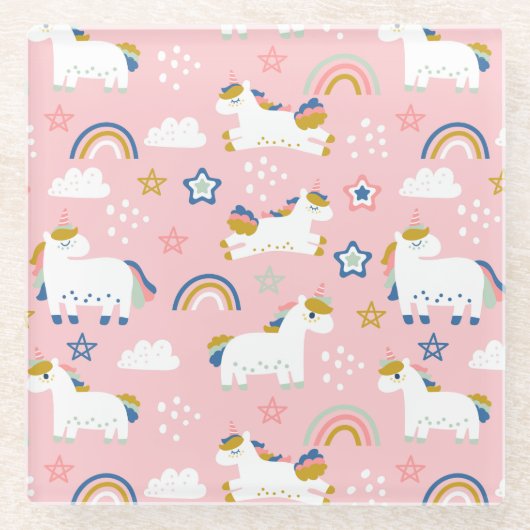 Dessous-de-verre En Verre Unicornes (Devant)