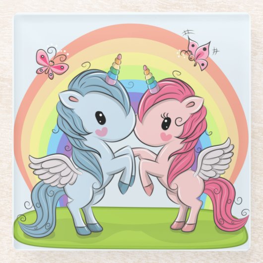 Dessous-de-verre En Verre Unicornes (Devant)