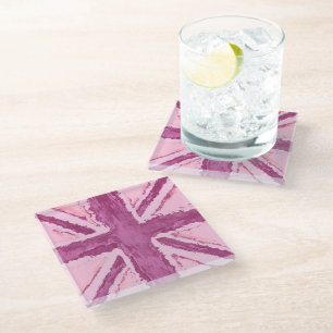 Dessous-de-verre En Verre Union Jack Peint Royaume-Uni Art Plum