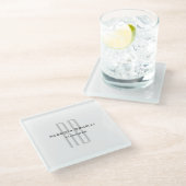 Dessous-de-verre En Verre Unique Monogramme gris blanc moderne (Incliné)