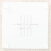 Dessous-de-verre En Verre Unique Monogramme gris blanc moderne (Dos)