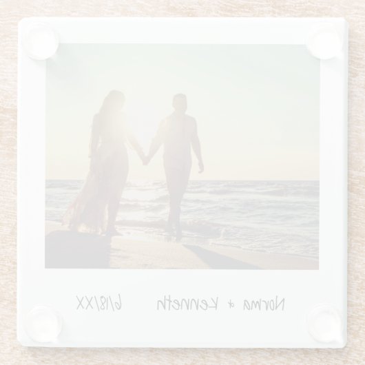 Dessous-de-verre En Verre Unique Retro Instant Photo Mariage (Dos)