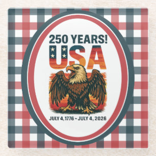 Dessous-de-verre En Verre USA 250 Years - Patriotic Bald Eagle 4 juillet 202