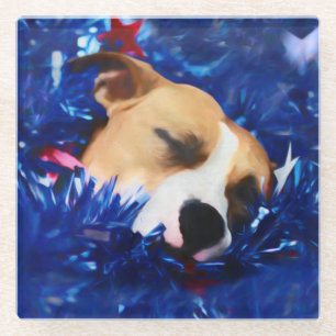 Dessous-de-verre En Verre USA Patriotique Chien American Pit Bull Terrier