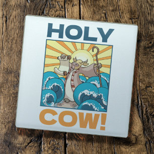 Dessous-de-verre En Verre Vache drôle Vache sacrée ! Jeu de mots visuel Dess