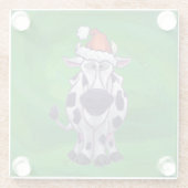 Dessous-de-verre En Verre Vache Noël sur vert (Dos)