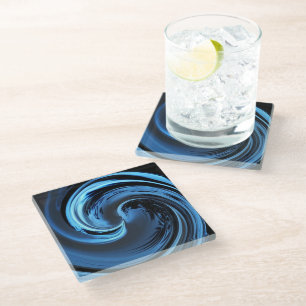 Dessous-de-verre En Verre Vague de l'île bleu saphir