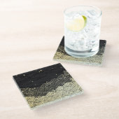 Dessous-de-verre En Verre Vague dorée, texture papier. (Incliné)