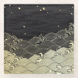 Dessous-de-verre En Verre Vague dorée, texture papier.