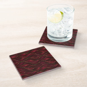 Dessous-de-verre En Verre Vagues de marbre rouge burgundy élégantes avec acc