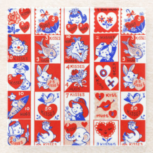 Dessous-de-verre En Verre Valentine Retro Love Hugs Motif
