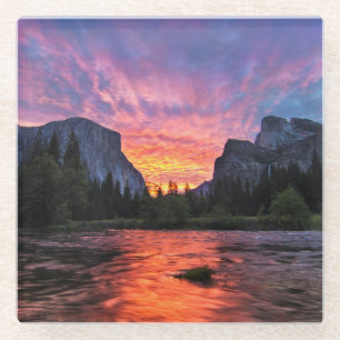 Dessous-de-verre En Verre Vallée vibrante du ciel   Yosemite