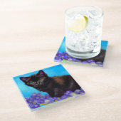 Dessous-de-verre En Verre Van Gogh Chat et fleurs (Incliné)