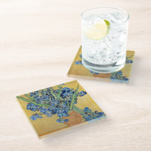 Dessous-de-verre En Verre Van Gogh Irises Vase Blue Flowers Bouquet Peinture