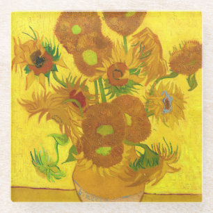 Dessous-de-verre En Verre Van Gogh Quinze Tournesols Dans Un Vase Art