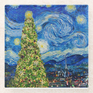 Dessous-de-verre En Verre Van Gogh Starry Nuit - Arbre de Noël Baby Bodysu