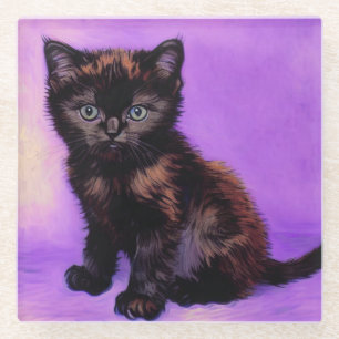 Dessous-de-verre En Verre Van Gogh Style Chat pourpre