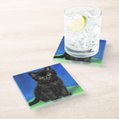 Dessous-de-verre En Verre Van Gogh Style Kitten noir (Incliné)