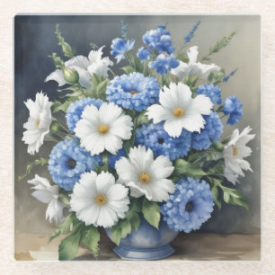 Dessous-de-verre En Verre Vase de fleurs aquarelle élégant