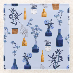 Dessous-de-verre En Verre Vase Fleurs Modernes Monotone Vintage