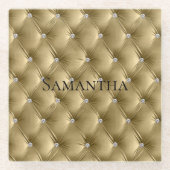 Dessous-de-verre En Verre Velours Luxueux Doré Faux  (Devant)