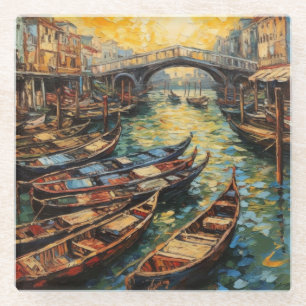 Dessous-de-verre En Verre Venise, Italie, en style van Gogh