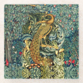 DESSOUS-DE-VERRE EN VERRE VERDURE, ANIMAUX FORESTIERS, PEACOCK EN VERT FLORA (Devant)