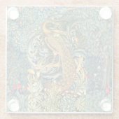 DESSOUS-DE-VERRE EN VERRE VERDURE, ANIMAUX FORESTIERS, PEACOCK EN VERT FLORA (Dos)