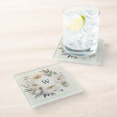 Dessous-de-verre En Verre Verdure rustique Blanc Floral Mariage (Incliné)