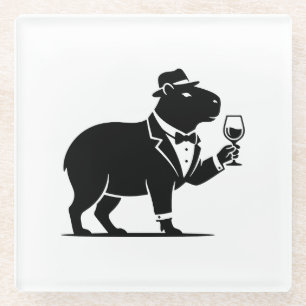 Dessous-de-verre En Verre Verre à vin capybara drôle minimaliste moderne
