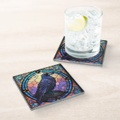 Dessous-de-verre En Verre Verre Éffrayant Raven (Incliné)