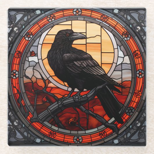Dessous-de-verre En Verre Verre Éffrayant Raven (Devant)