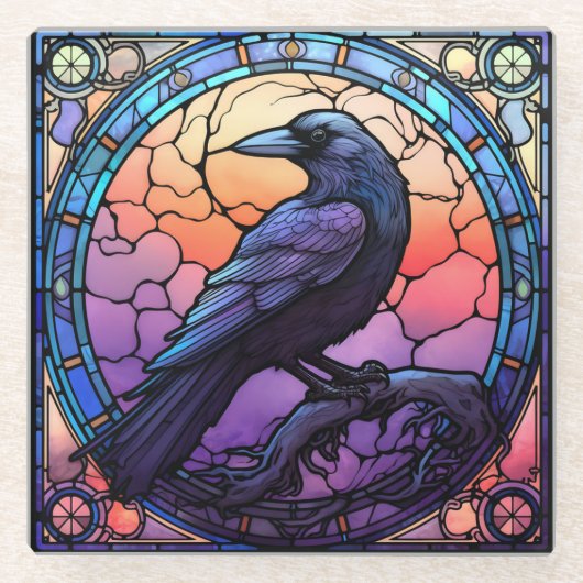 Dessous-de-verre En Verre Verre Éffrayant Raven (Devant)
