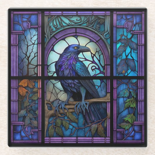 Dessous-de-verre En Verre Verre Éffrayant Raven (Devant)