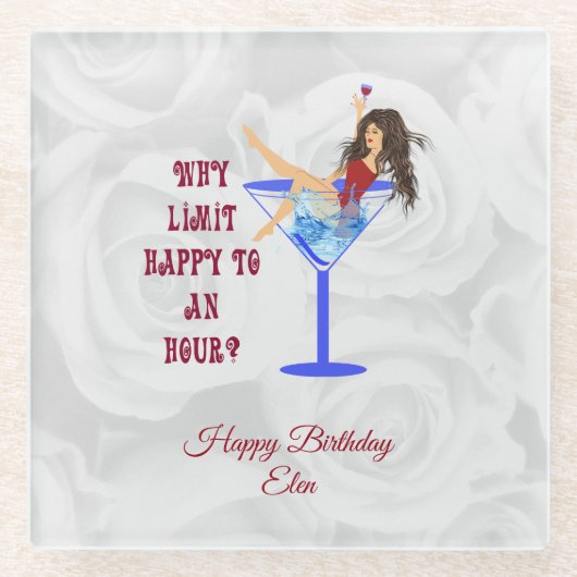 Dessous-de-verre En Verre Verre Et Fille À Vins (Devant)