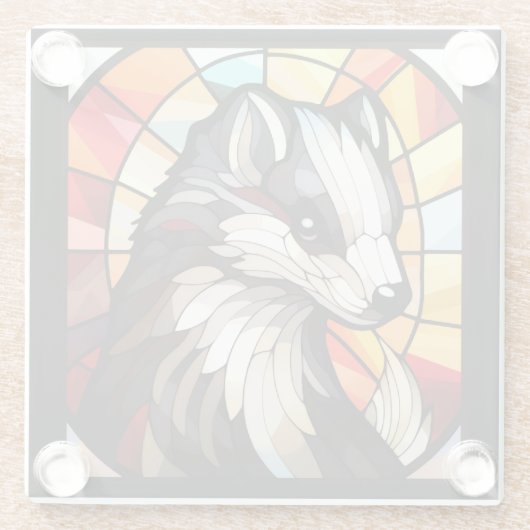 Dessous-de-verre En Verre Verre Tiré Ami Forêt Skunk (Dos)