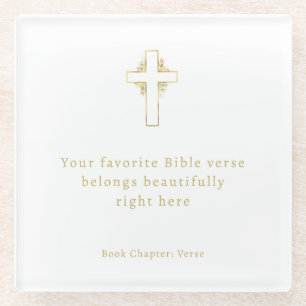 Dessous-de-verre En Verre Verset biblique minimaliste en or