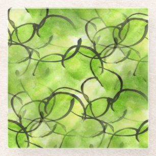 Dessous-de-verre En Verre vert d'arrière - plan de peinture de main