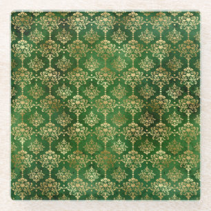 Dessous-de-verre En Verre Vert festif et doré papier d'aluminium hiver Noël