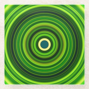 Dessous-de-verre En Verre Vert géomagnétique Mandala-64555