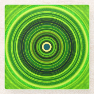 Dessous-de-verre En Verre Vert géométrique Mandala-25436