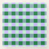 Dessous-de-verre En Verre Vert & Lavande En vichy Rayures Karo Motif (Devant)