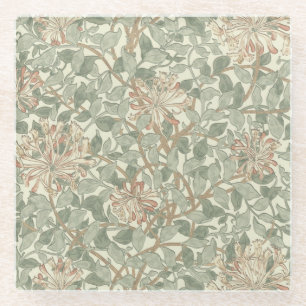 Dessous-de-verre En Verre Vert tendre vintage chèvrefeuille de William Morri