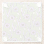 Dessous-de-verre En Verre Vert violet rétro Y2K Funky Hippie Flower Motif (Dos)