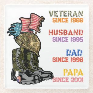 Dessous-de-verre En Verre Vétérinaire Père Mari Papa Grand-père Famille Cade