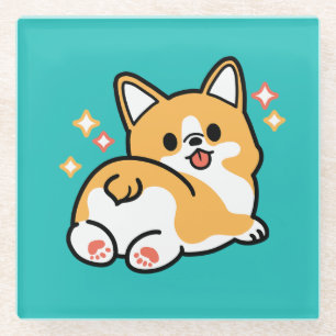 Dessous-de-verre En Verre Vibes Corgi Butt et Nap - Joli chien couché