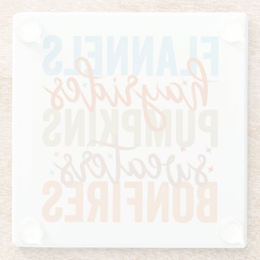 Dessous-de-verre En Verre Vibes d'automne amusantes (Dos)