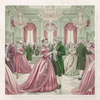 Dessous-de-verre En Verre Victorian Cat Ball Glass Coaster