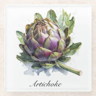 Dessous-de-verre En Verre Vie de plantes : Artichoke