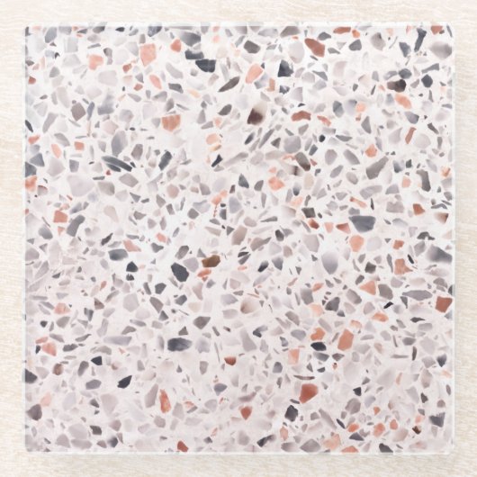 Dessous-de-verre En Verre Vieille texture terrazzo, motif d'hamper. (Devant)